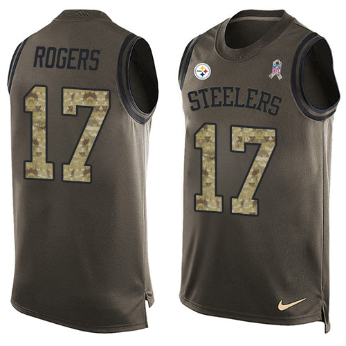 Men's Limited Eli Rogers Nike Jersey Green - #17 Salute to Service Tank Top NFL Pittsburgh Steelers